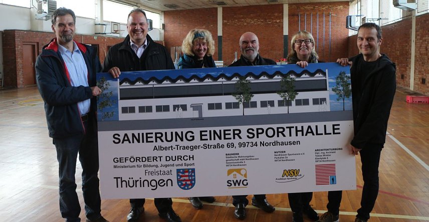 Bild: Die Sporthalle in Nordhausen Nord wird in den kommenden Monaten saniert