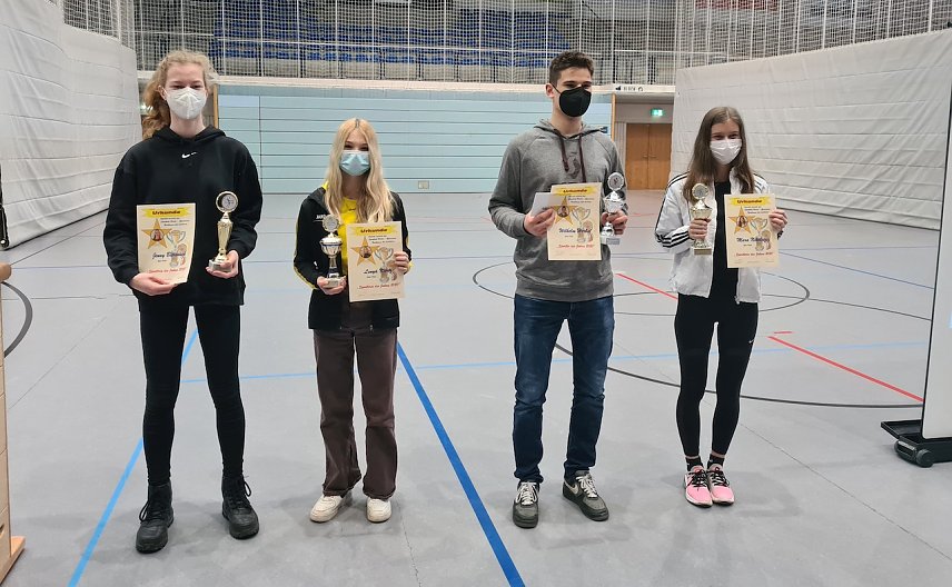 Bild: (v.l.) Jenny Bierwisch, Lenya Kurtz, Wilhelm Herbst, Mara Nikoleizig