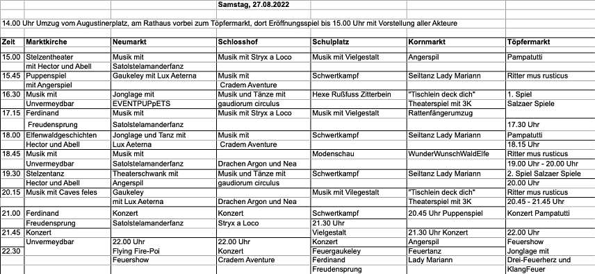 Bild: Die Veranstaltungen am Samstag