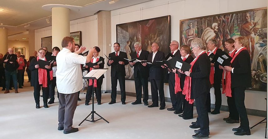 Bild: Der Nordh&auml;user Konzertchor sang in den Wandelg&auml;ngen des Leipziger Gewandhauses  