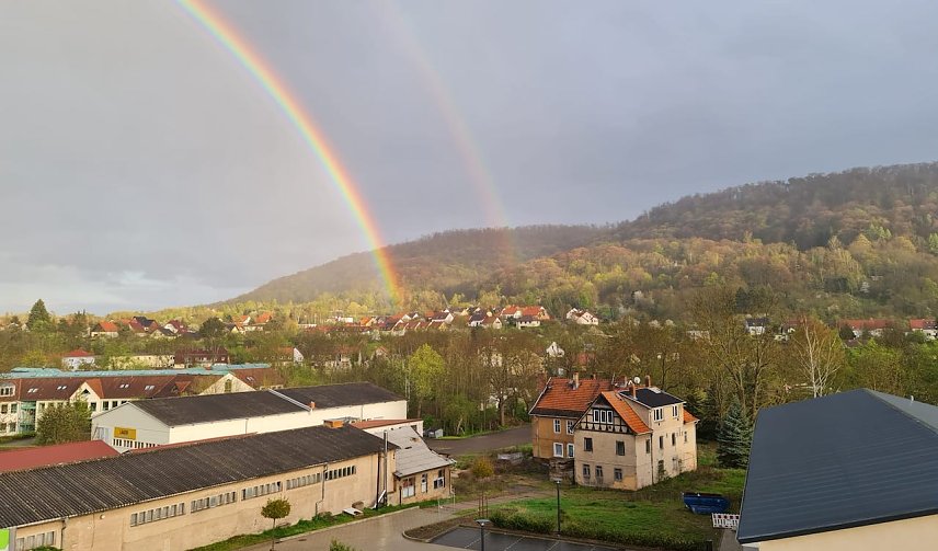 Bild: Doppelter Regenbogen &uuml;ber Sondershausen