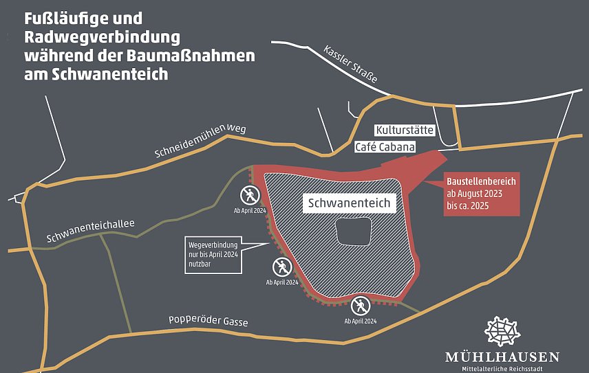 Bild: Lageplan der Bauarbeiten am Schwanenteich