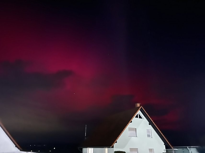 Bild: Polarlicht &uuml;ber Nordth&uuml;ringen