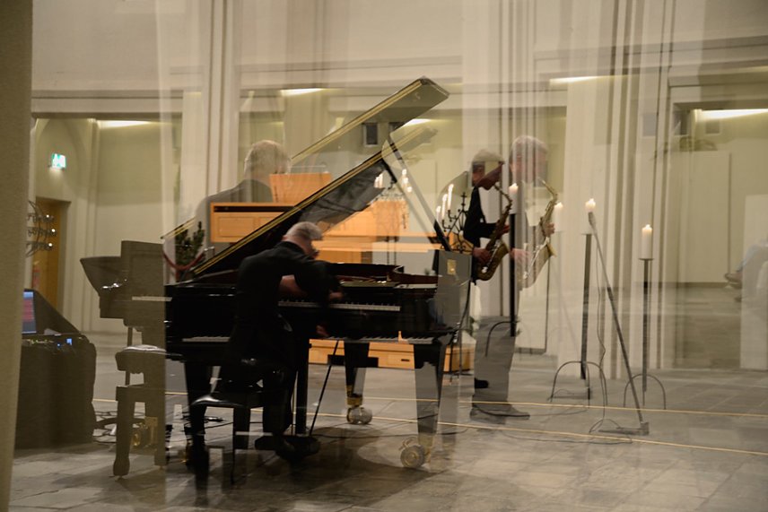 Bild: Markus Burger (p) und Jan von Klewitz (sax) spielen in der Jazzmangel "Lieder ohne Worte"
