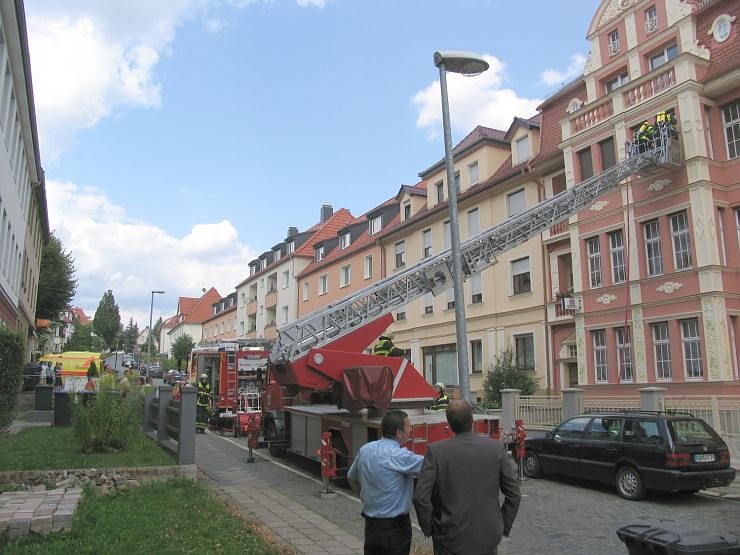 Bild: Die Drehleiter im Einsatz