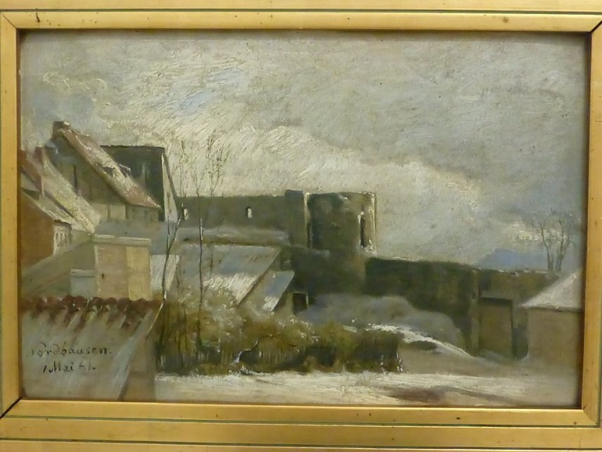 Bild: Blick aus dem Wohnhaus der Familie K&uuml;tzing auf dem Petersberg von 1861 von Wilhelm Eichler (1801-1872), Museum Flohburg