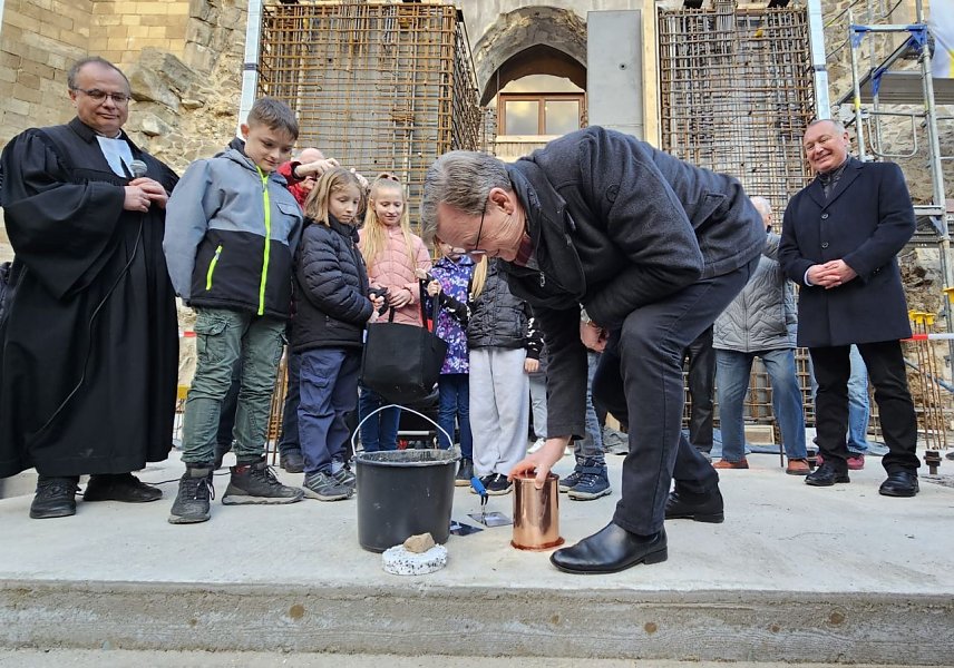 Bild: Historische Grundsteinlegung an der Kirche St. Johannis in Ellrich