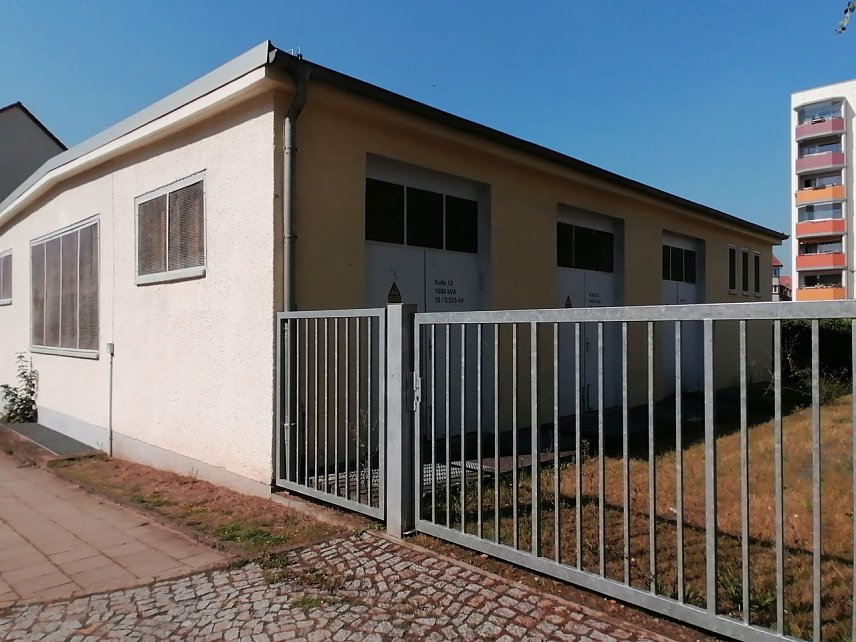 Bild: Gleichrichterunterwerk der Verkehrsbetriebe Nordhausen in der Weberstra&szlig;e in Nordhausen