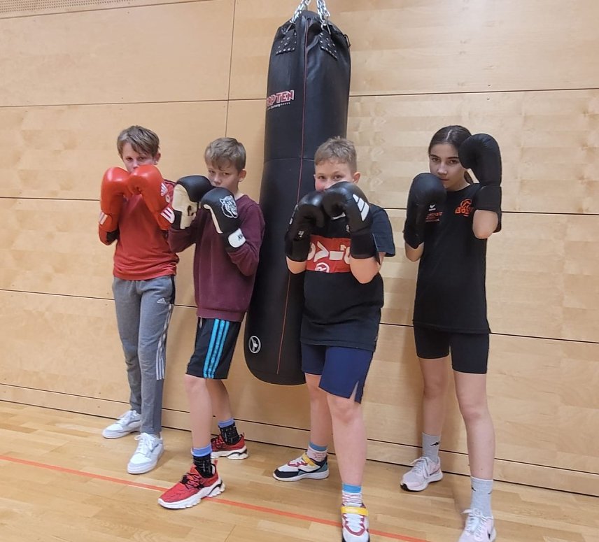 Bild: Till, Mika, Marta und Arnesa (von links nach rechts) w&uuml;rden sich sehr &uuml;ber viele junge Boxer freuen