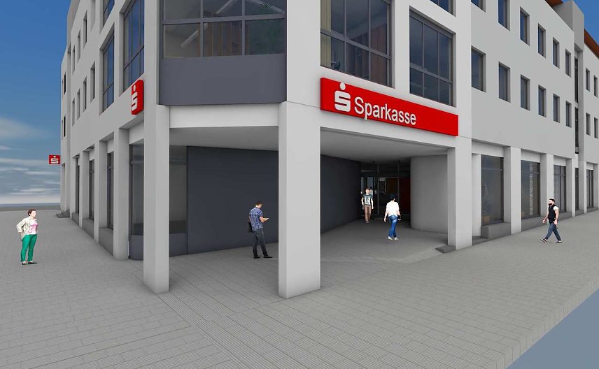 Bild: So soll das Geb&auml;ude der Kyffh&auml;usersparkasse nach dem Umbau aussehen