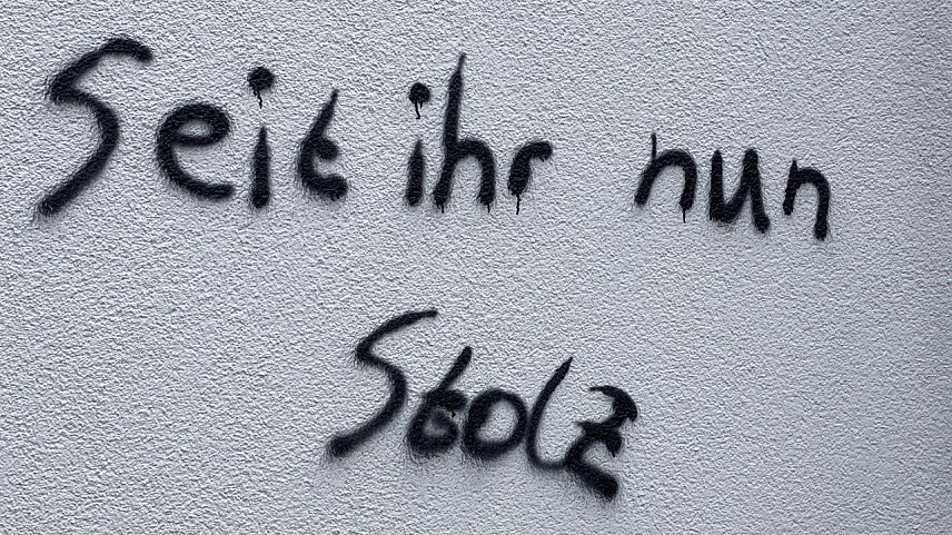 Bild: Schmiererei auf einer Wand in Bad Langensalza