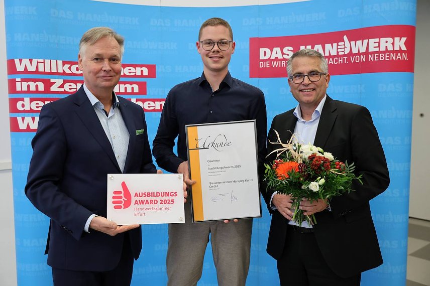 Bild: AusbildungsAward 2025 f&uuml;r das Bauunternehmen Hansj&ouml;rg Kunze GmbH, Heldrungen