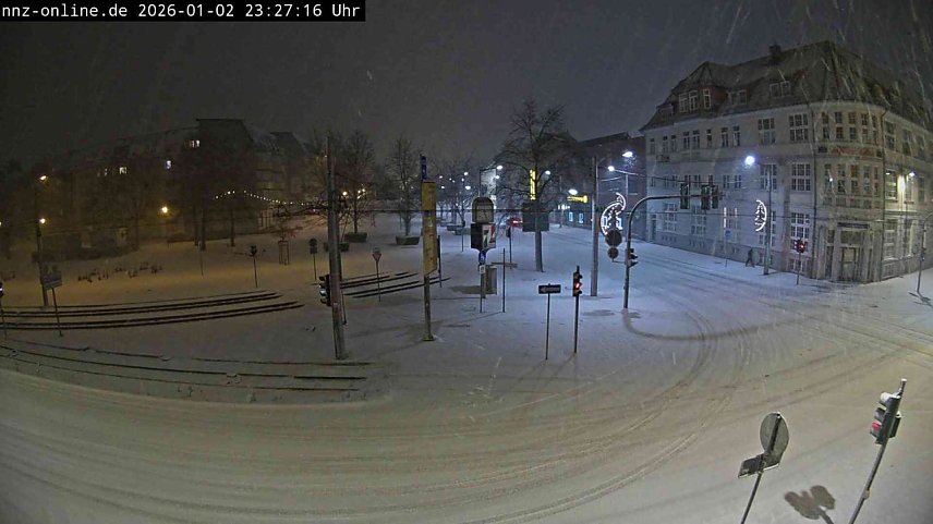 Bild: Nordhausen wird zu geschneit. WebCam-Bild vom 2. Januar 2026.