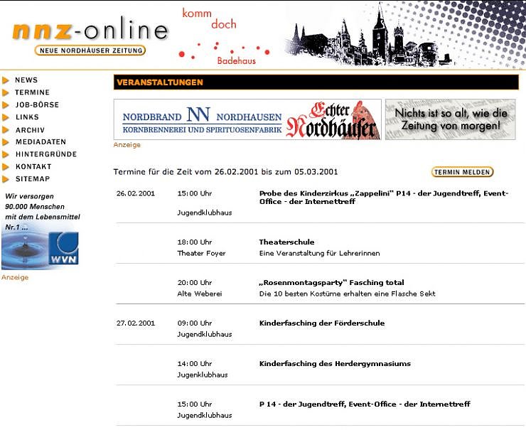 Bild: nnz Layout im Februar 2001
