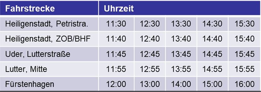 Bild: Fahrplan
