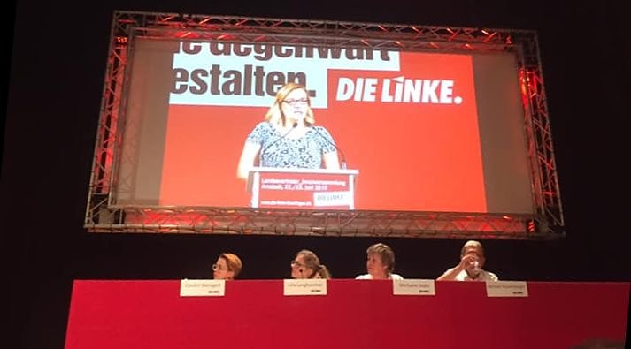 Bild: Katja Mitteldorf bei ihrer Bewerbungsrede