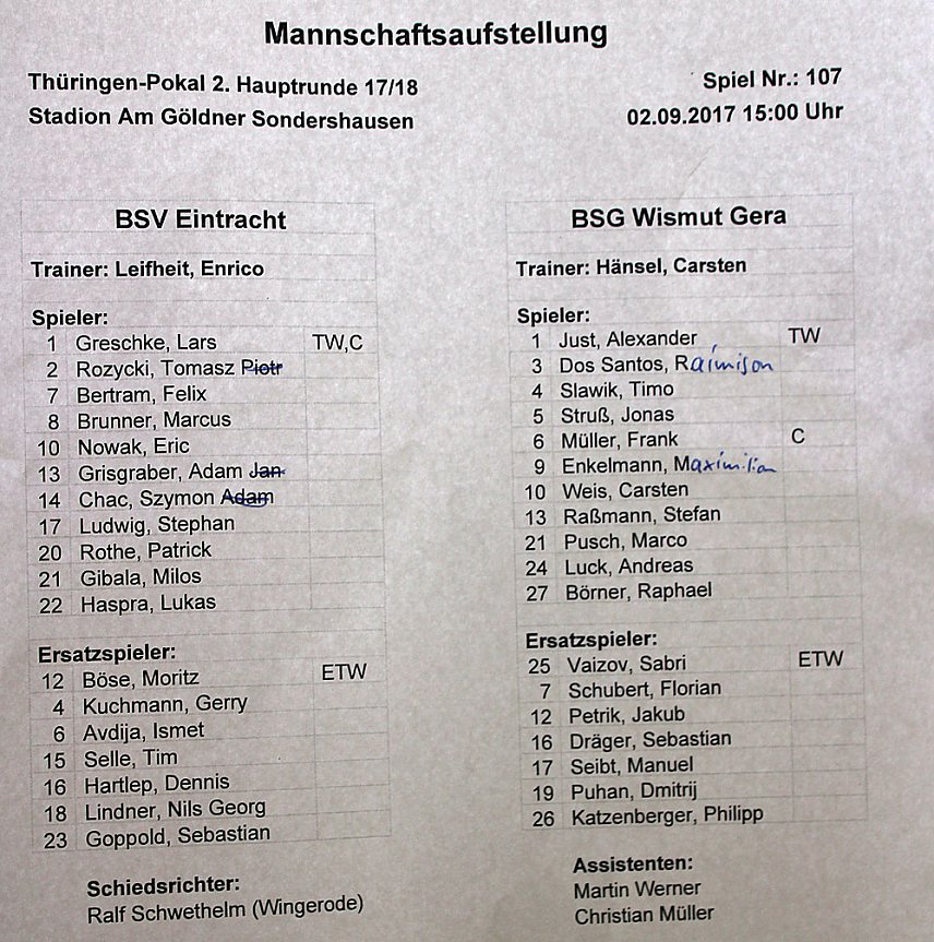 Bild: Im Pokal Eintracht gegen Gera
