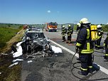 Ausgebranntes Auto auf der A 38 (Foto: privat)