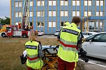 Auf dem Schachtbaugelände fand heute eine Großübung von Feuerwehr und Rettungskräften statt (Foto: agl)