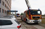 Auf dem Schachtbaugelände fand heute eine Großübung von Feuerwehr und Rettungskräften statt (Foto: agl)