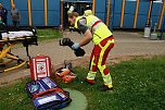 Auf dem Schachtbaugelände fand heute eine Großübung von Feuerwehr und Rettungskräften statt (Foto: agl)