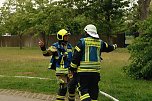 Auf dem Schachtbaugelände fand heute eine Großübung von Feuerwehr und Rettungskräften statt (Foto: agl)