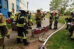 Auf dem Schachtbaugelände fand heute eine Großübung von Feuerwehr und Rettungskräften statt (Foto: agl)