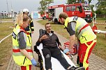 Auf dem Schachtbaugelände fand heute eine Großübung von Feuerwehr und Rettungskräften statt (Foto: agl)