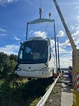 Verunglückter Bus an der A38 (Foto: S. Dietzel)