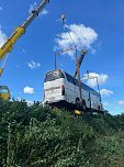 Verunglückter Bus an der A38 (Foto: S. Dietzel)