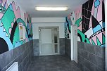 Blick auf das fertige Wandbild im Hauseinfgang.  (Foto: SWG Nordhausen)
