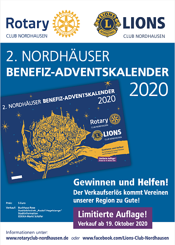 Der 2. Nordhäuser Benefizkalender wird in diesem Jahr gemeinsam vom Rotary Club und dem Lions Club unter die Leute gebracht (Foto: Rotary Club Nordhausen, Lions Club Nordhausen)