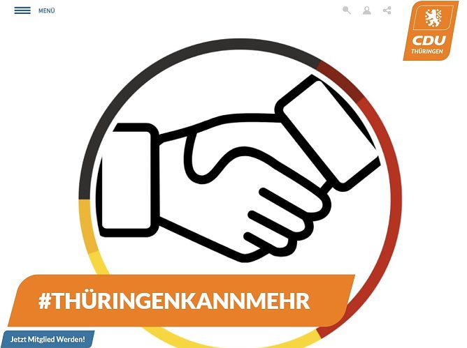 Screenshot der aktuellen Startseite der CDU (Foto: nnz)