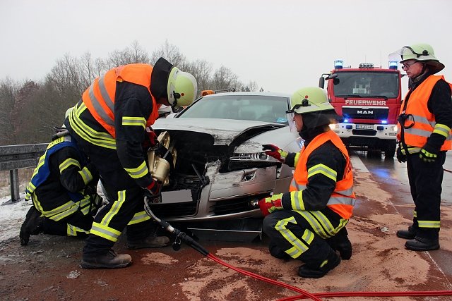 Unfall auf A38 (Foto: Feuerwehr Heiligenstadt)