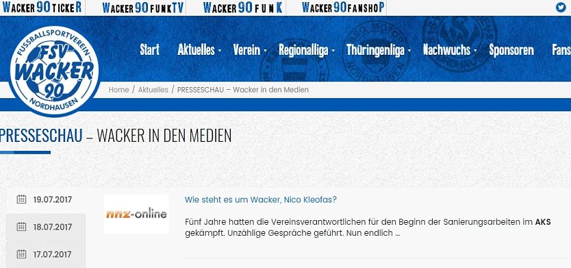 Screeenshot Wacker-Homepage (Foto: nnz)