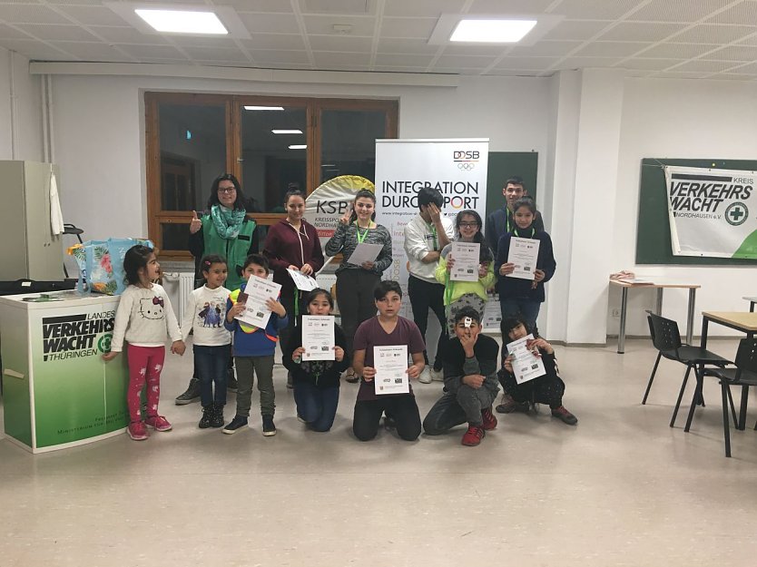 Vergangene Woche fand in dem Wohnheim f&uuml;r ausl&auml;ndische Familien in S&uuml;lzhayn die zweite Veranstaltung zum Thema Verkehrssicherheit statt (Foto: Kreissportbund Nordhausen)