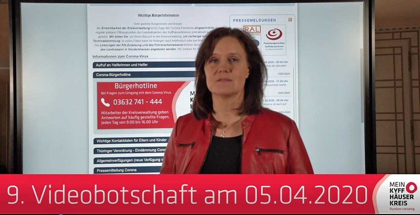 9. Videobotschaft der Landrätin (Foto: Landratsamt Kyffhäuserkreis) 9. Videobotschaft der Landrätin (Foto: Landratsamt Kyffhäuserkreis)