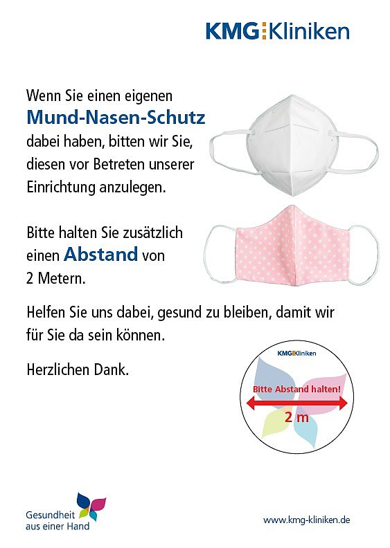 Aufruf zum Maskentragen (Foto: KMG Kliniken)