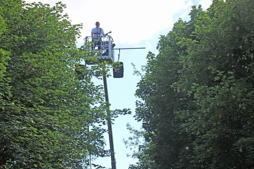 Hardrockband "Rikk Arving" beim Hebeb&uuml;hnenkonzert (Foto: Karl-Heinz Herrmann)