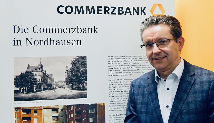 Der Nordhäuser Commerzbank-Chef Andrew Brotrück beim Pressegespräch 2020. Heute lud man zum digitalen Blick auf die Jahresbilanz (Foto: nnz-Archiv)