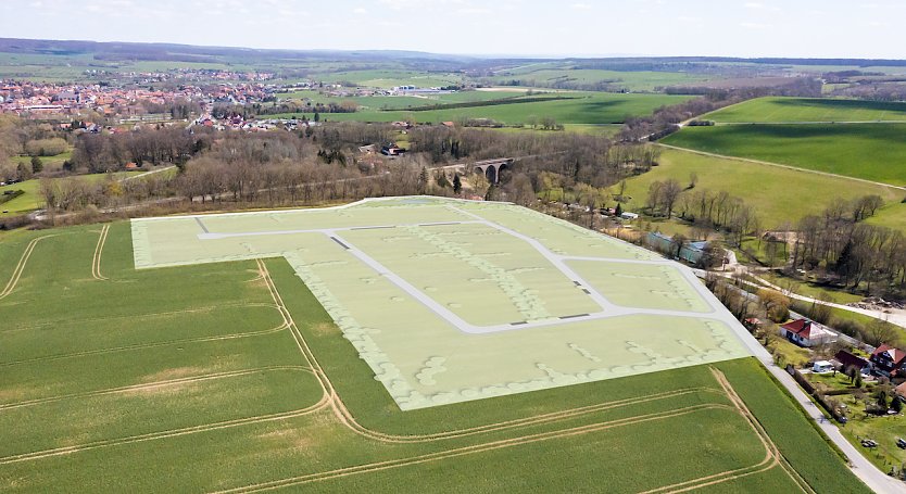 Herrliche Südhanglage: 43 Bauplätze entstehen bis nächstes Jahr im neuen Wohnbaugebiet „Hinter dem Kerbschen Berg“. (Foto: EW)