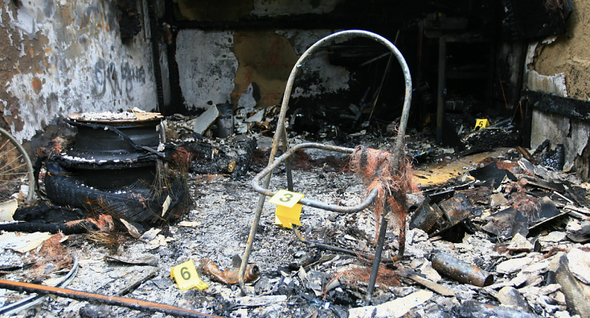 Ausgebrannte Garage in Heiligenstadt (Foto: S. Dietzel)