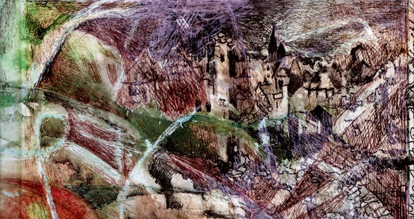 Detail mit dem zerst&ouml;rten Nordhausen aus dem Bucheinband: Ein Lesebuch (Foto: H.Kneffel)