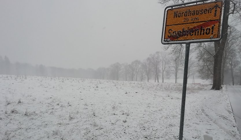 Unser Wetterfrosch vor Ort meldet 0 Grad und Schneefall (Foto: W.Jörgens)