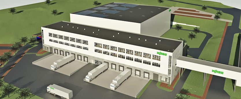 Das geplante neue Logistikzentrum aus der Vogelperspektive (Foto: Wago GmbH & Co KG)