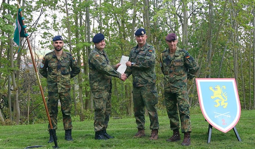 v.l.n.r Major René Brömmer, Stabsunteroffizier Thomas Schoder, Oberstleutnant Daniel Faul, Oberstabsfeldwebel Udo Pötzschke  (Foto: Stabsgefreiter Stefan Peter)