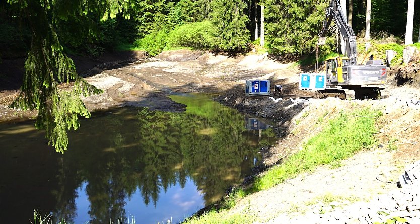 er Waldbrandbekämpfung nicht selten ein Problem  ThüringenForst sanierte mit Finanzmitteln des Landes in den letzten Jahren Dutzende Feuerlöschteiche  wie hier der Werrateich im Forstamt Schönbrunn. Löschwasser in ausreichender Menge war bei d (Foto: ThüringenForst)