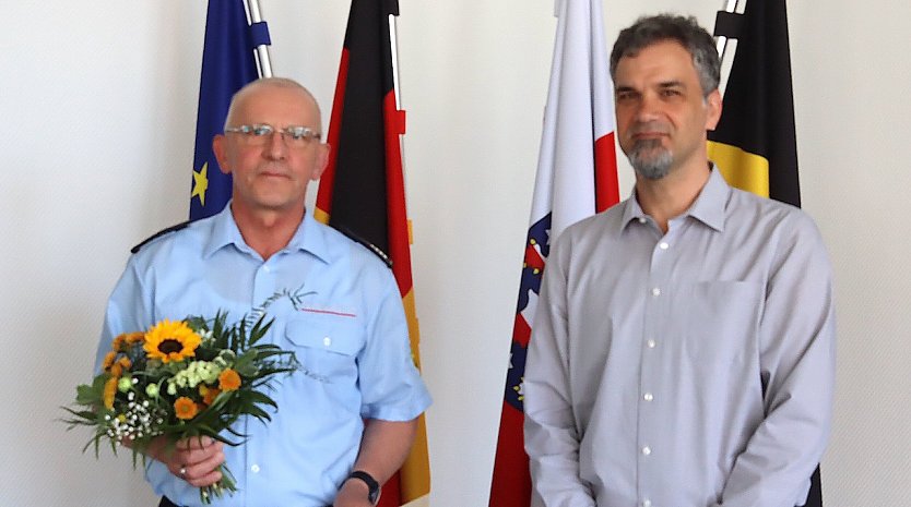 Thomas Schinköth (li.) mit Oberbürgermeister Kai Buchmann (Foto: Stadtverwaltung Nordhausen)