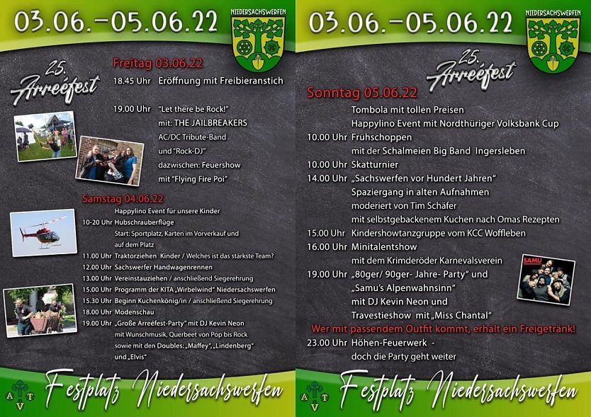 Programm des Arreèfestes (Foto: Arreè Traditionsverein)