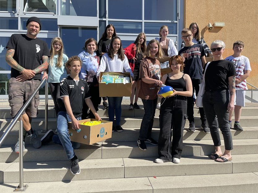 Die Schülerinnen und Schüler der Lessing-Schule sammelten Spenden für Menschen in der Ukraine (Foto: Julia Lahlou)